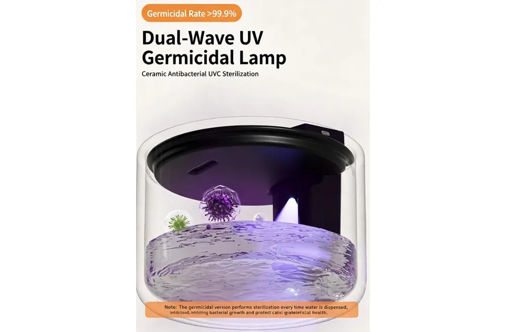 Slimme drinkfontein voor huisdieren – UVC-sterilisatie + 6-traps filtratie voorkomt acne bij katten